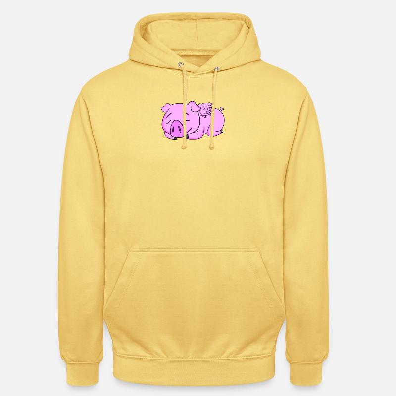 Cochon avec bébé cochon - Sweat-shirt à capuche unisexe - jaune citron