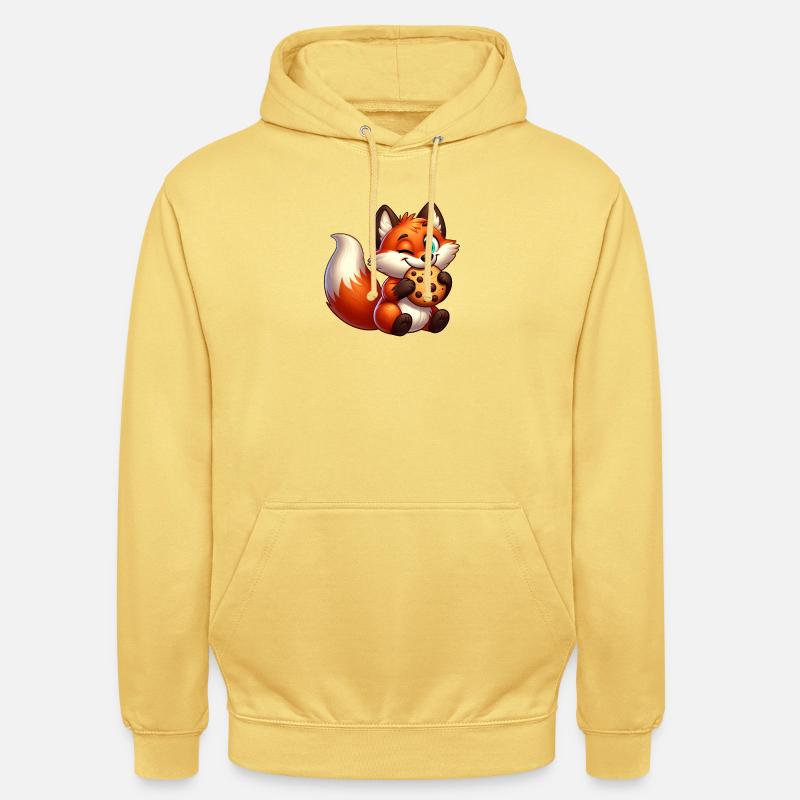 Mignon renard roux avec biscuit - Sweat-shirt à capuche unisexe - jaune citron