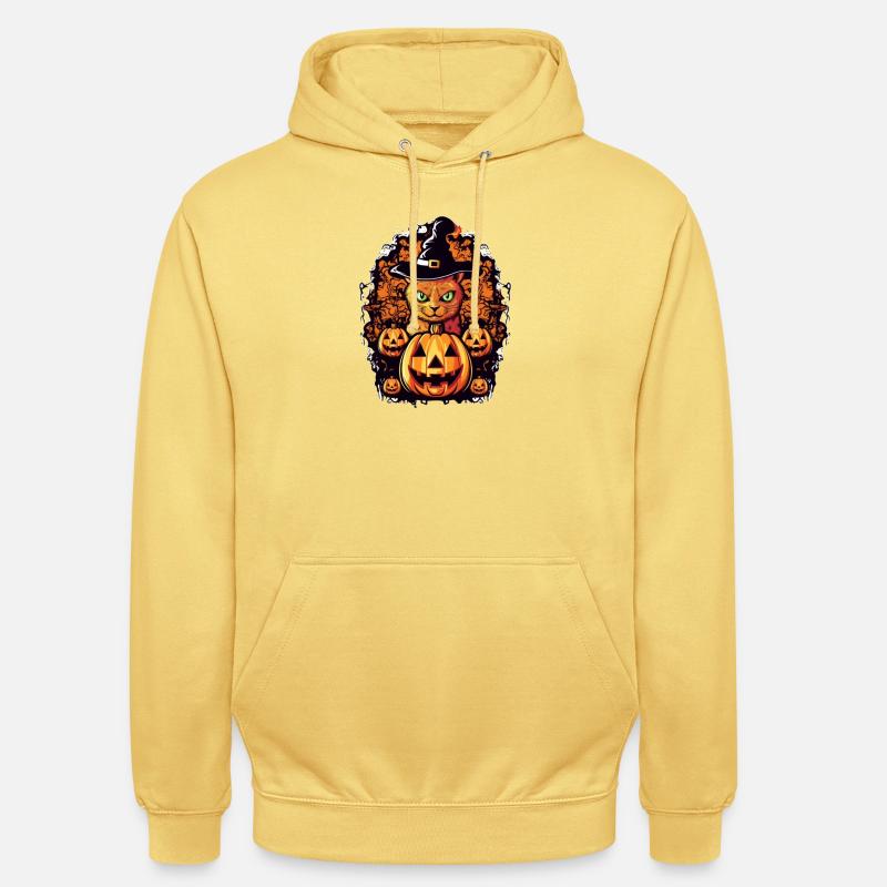 Conception d’Halloween Cat Magic - Sweat-shirt à capuche unisexe - jaune citron