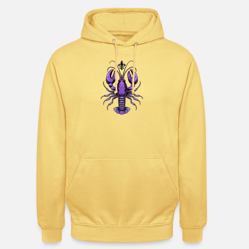 Mardi Gras Languste mit Fleur-de-Lis Design - Unisex Hoodie - Zitronengelb