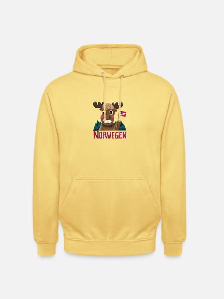 Norwegischer Elch mit Flagge - Unisex Hoodie - Zitronengelb