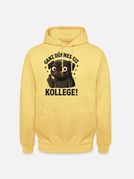 Very thin colleague pug dog - Unisex Hoodie - lemon yellow