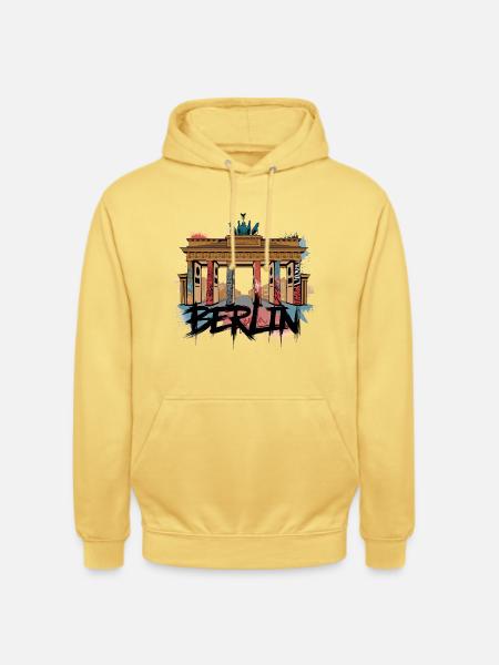 Urban Berlin-stil – Brandenburger Tor - Unisex-hettegenser - sitrongul