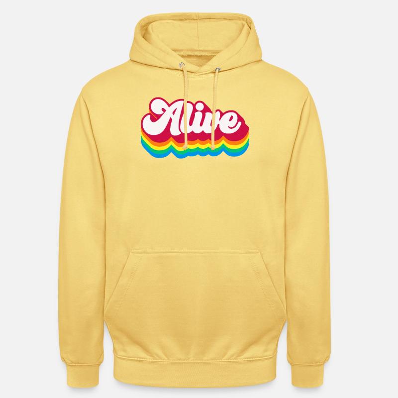 Alive - Retro Rainbow 70s - Unisex Hoodie - lemon yellow