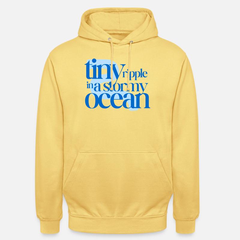 Tiny ripple in a stormy ocean (blue background) - Unisex Hoodie - lemon yellow