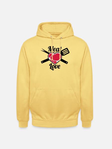 Meat Love - Unisex Hoodie - Zitronengelb