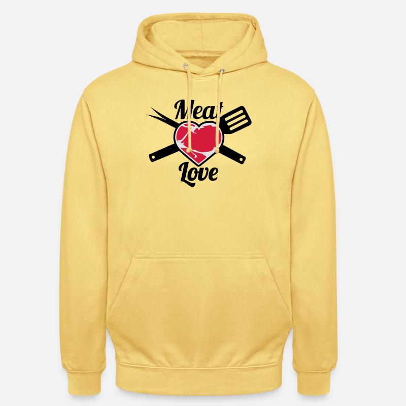 Meat Love | Fleisch Herz | Heart - Sweat-shirt à capuche unisexe - jaune citron