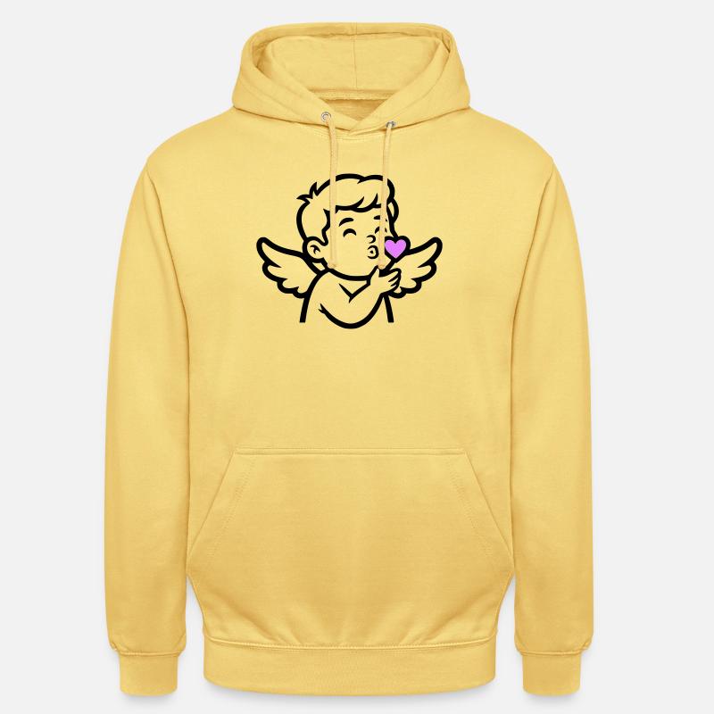 Ange Cupidon mignon | Amour et Saint-Valentin - Sweat-shirt à capuche unisexe - jaune citron
