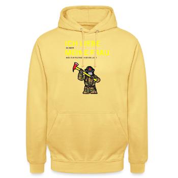 Feuerwehr - ich liebe meine Frau - Unisex Hoodie - Zitronengelb - Vorne - Alina (178cm) & Michal (187cm)