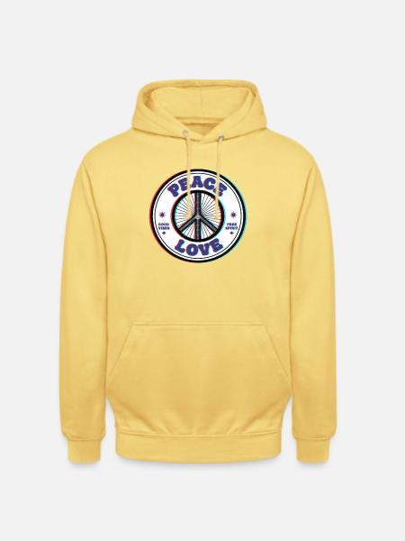 Hippie-Psychedelisches Peace-Sign Friedensliebe - Unisex Hoodie - Zitronengelb