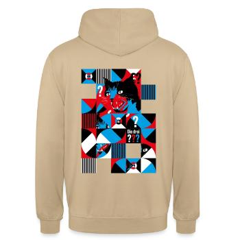 Die Drei ??? Abstraktes Katzen-Design - Unisex Hoodie - Beige - Hinten - Michal (187cm)