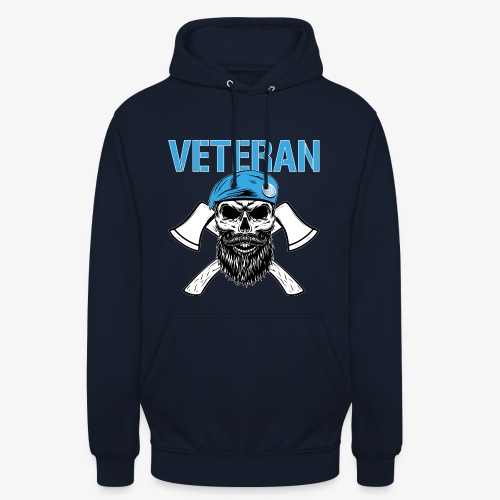 Veteran - Dödskalle med blå basker och yxor - Luvtröja unisex
