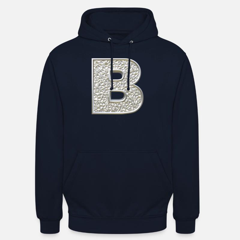 B, lettre, lettre B, initiale, initiale B, monogramme, - Sweat-shirt à capuche unisexe - marine