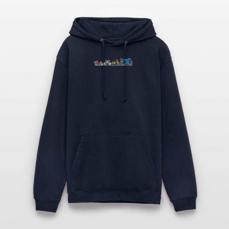 Biker evolution motorcycle development progress Unisex Hoodie