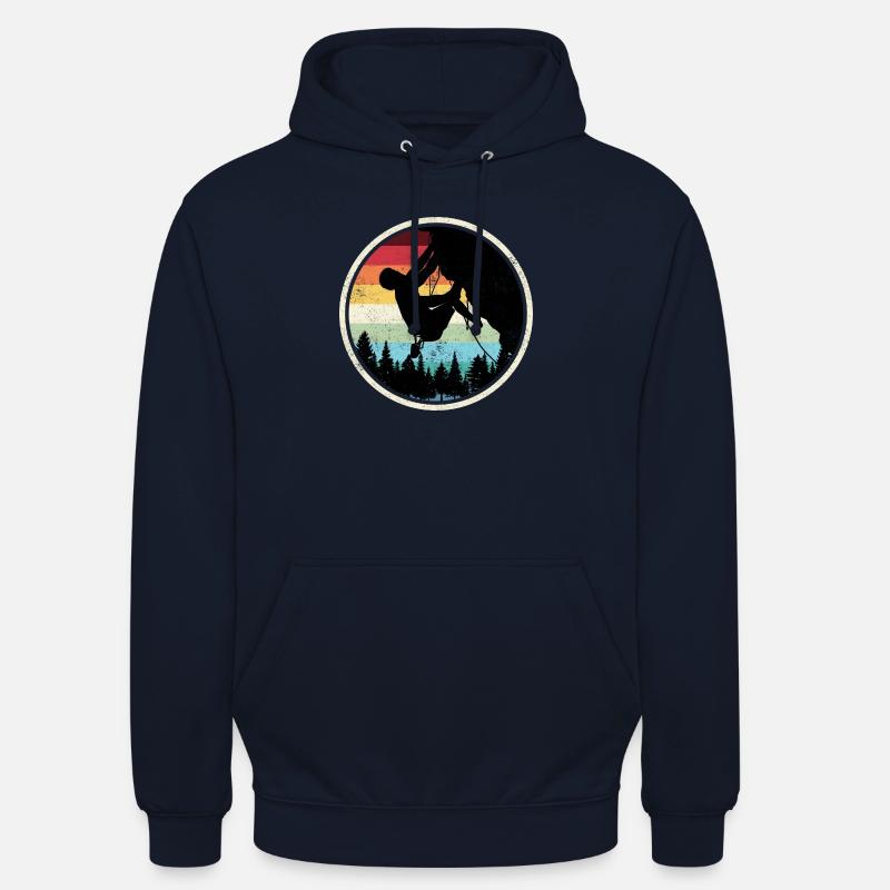 Silueta: Escalador del Bosque Arcoíris - Sudadera con capucha unisex - azul marino