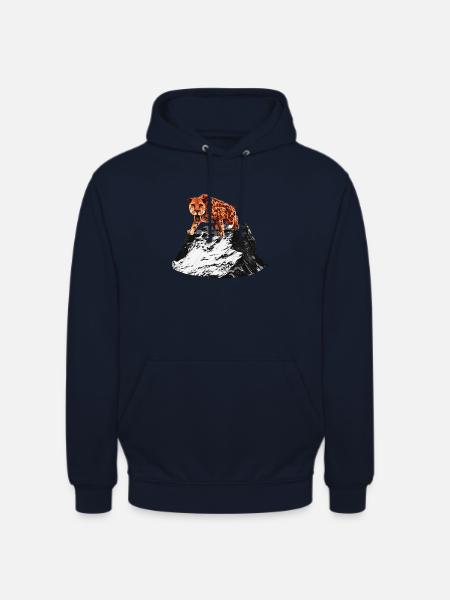 Smilodon, store kattemænd, sabeltandet tiger, forhistorisk - Hættetrøje unisex - marineblå
