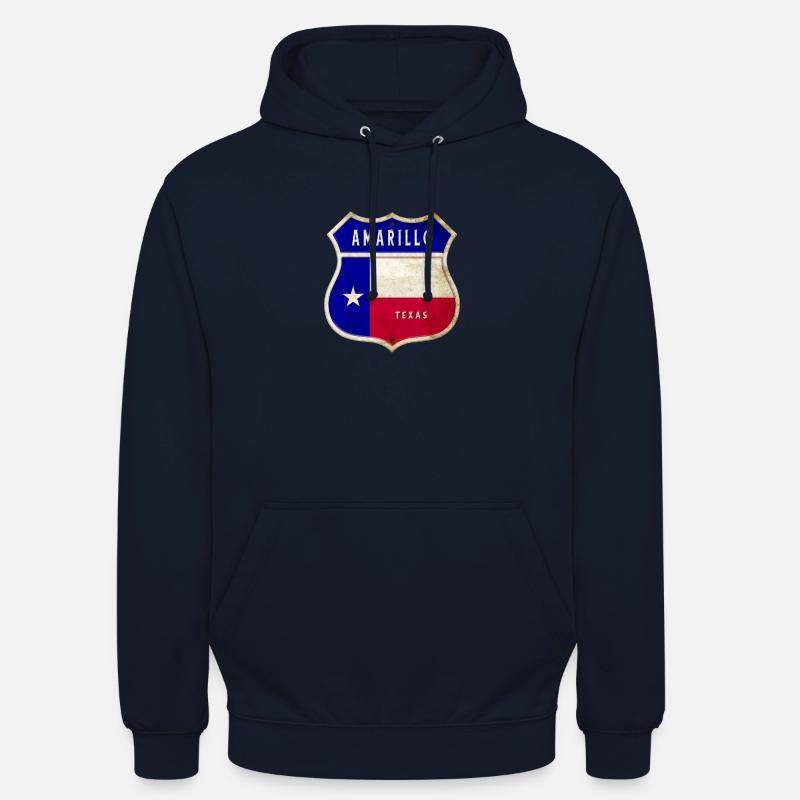 Drapeau Texas à écusson Amarillo - Sweat-shirt à capuche unisexe - marine
