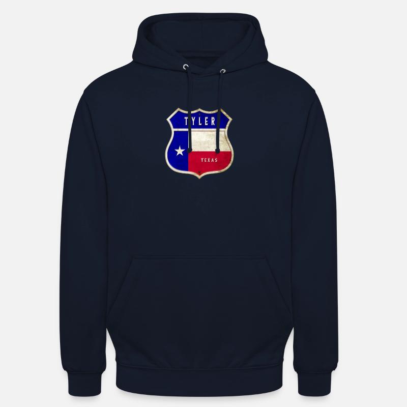 Drapeaux à écusson Tyler Texas - Sweat-shirt à capuche unisexe - marine