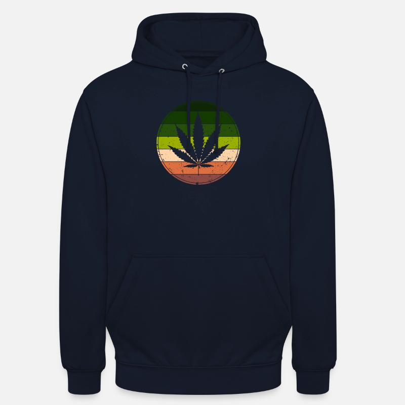 Retro Rainbow Cannabis Runde - Unisex Hoodie - Navy