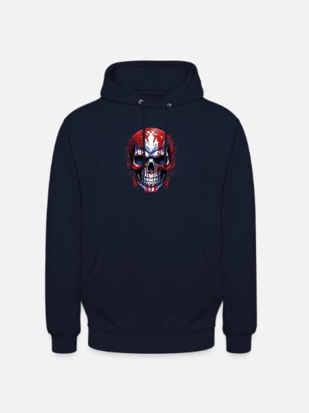 Flags Skull Graphic - Unisex Hoodie - navy