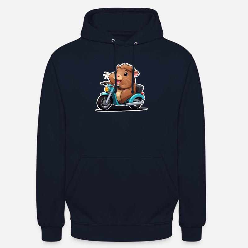 Cochon d’Inde sur cyclomoteur - Sweat-shirt à capuche unisexe - marine