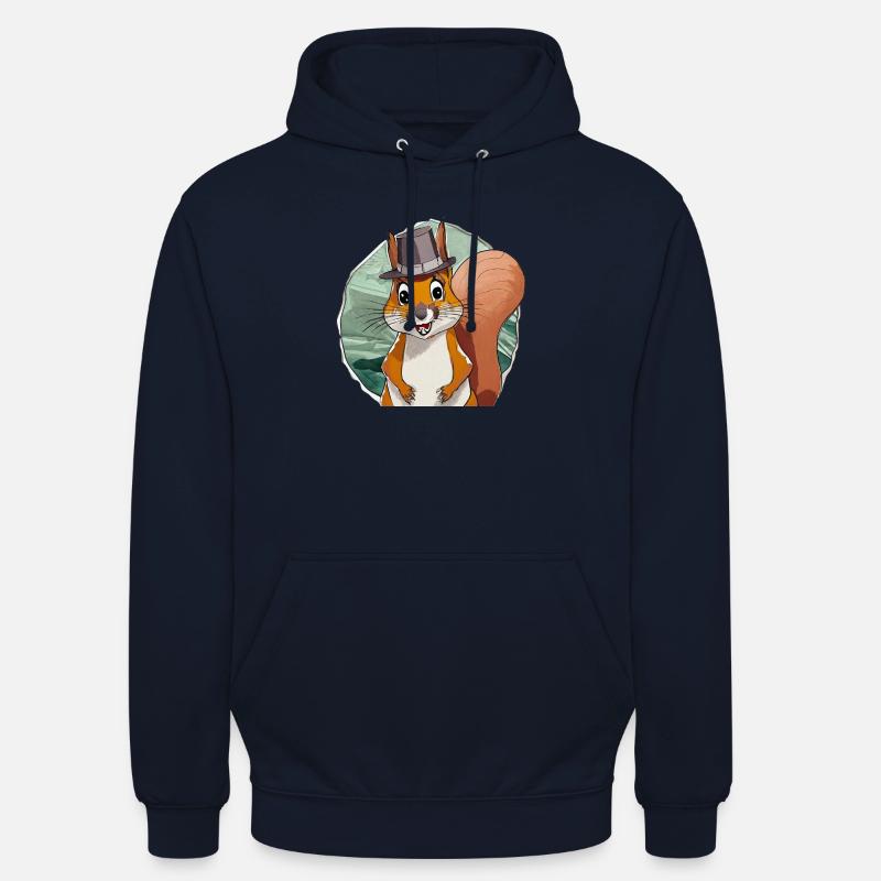 funny squirrel with hat - Unisex Hoodie - navy