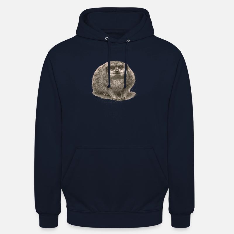 Suricate assis dans le sable - Sweat-shirt à capuche unisexe - marine