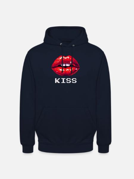 Rote Lippen, Kuss - Unisex Hoodie - Navy