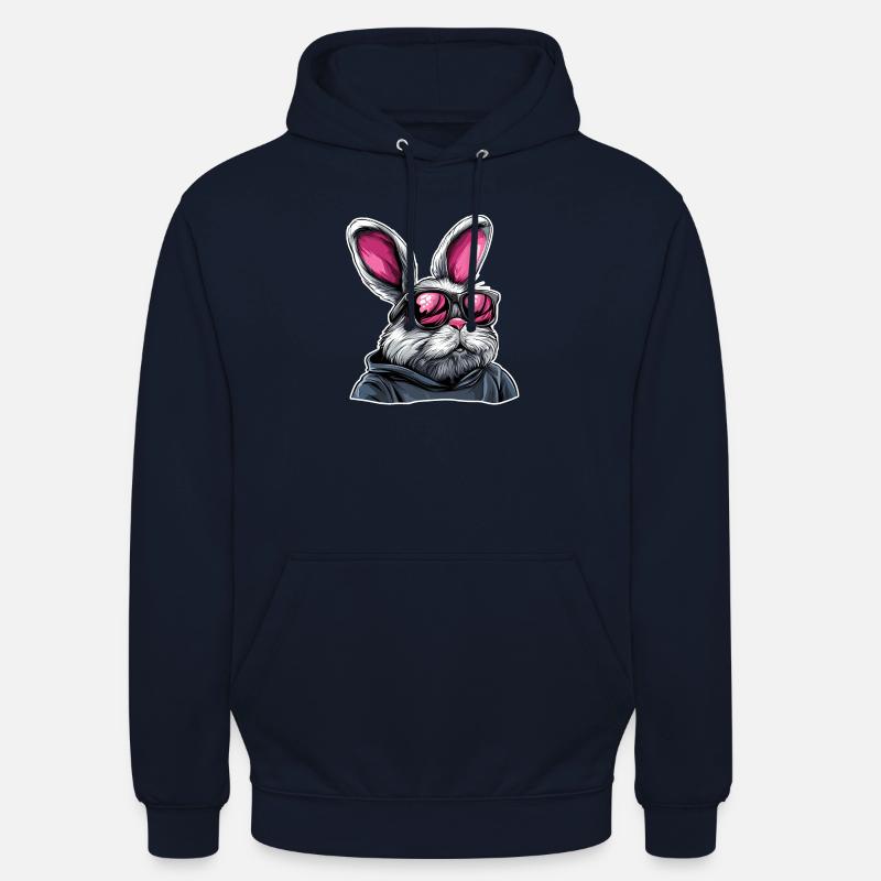 Lapin à lunettes de soleil néon en sweat à capuche - Sweat-shirt à capuche unisexe - marine