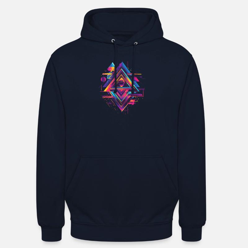 Futuristisches Psychedelisch Techno Trance 90s 80s - Unisex Hoodie - Navy