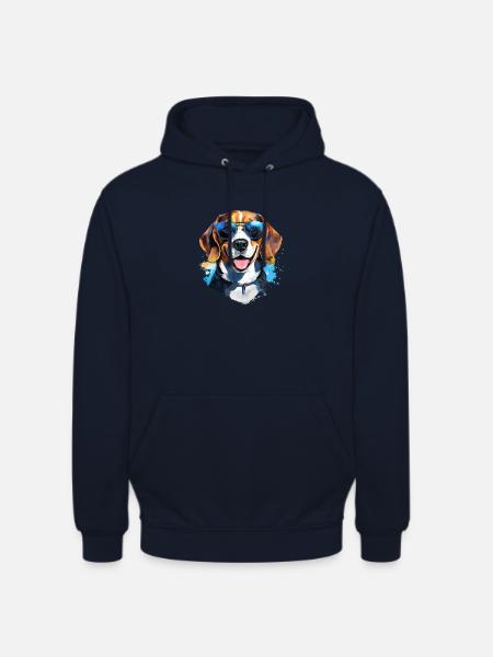 Beagle with sunglasses - Unisex Hoodie - navy