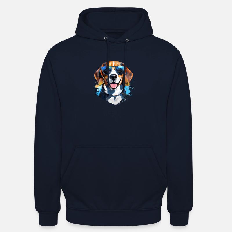 Beagle mit Sonnenbrille - Unisex Hoodie - Navy