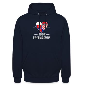 Slowakei und Kroatien 100% Freundschaft - Unisex Hoodie - Navy - Vorne - Alina (178cm) & Michal (187cm)