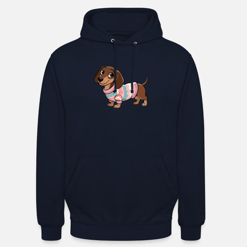 Pull douillet teckel - Sweat-shirt à capuche unisexe - marine