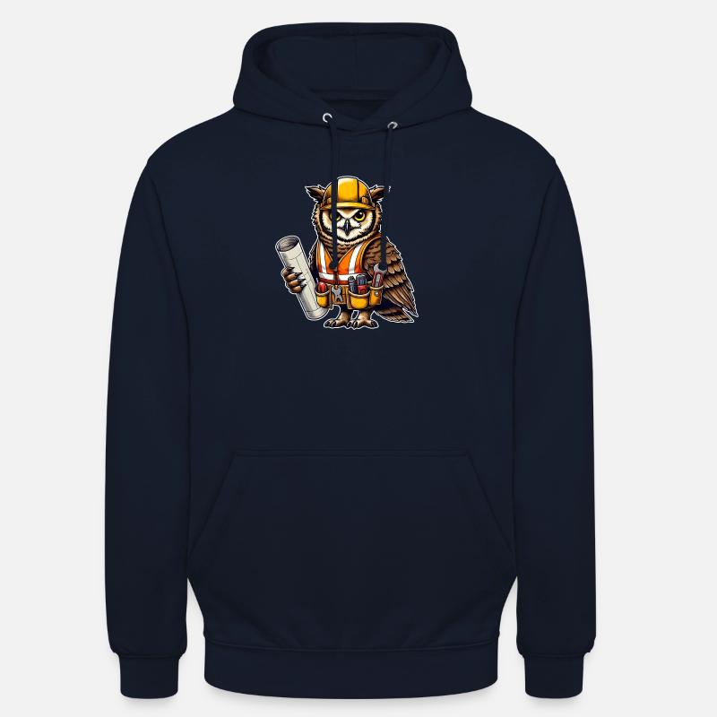 Bauarbeiter-Eule – Clever & Handwerklich! - Unisex Hoodie - Navy