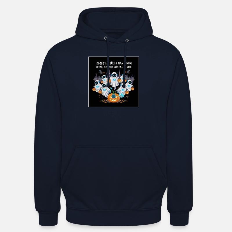 KI-Geister: Süßes oder Strom ! - Unisex Hoodie - Navy
