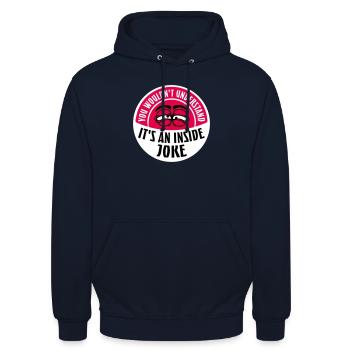 You Wouldn't Understand It's An Inside Joke Spruch - Unisex Hoodie - Navy - Vorne - Alina (178cm) & Michal (187cm)