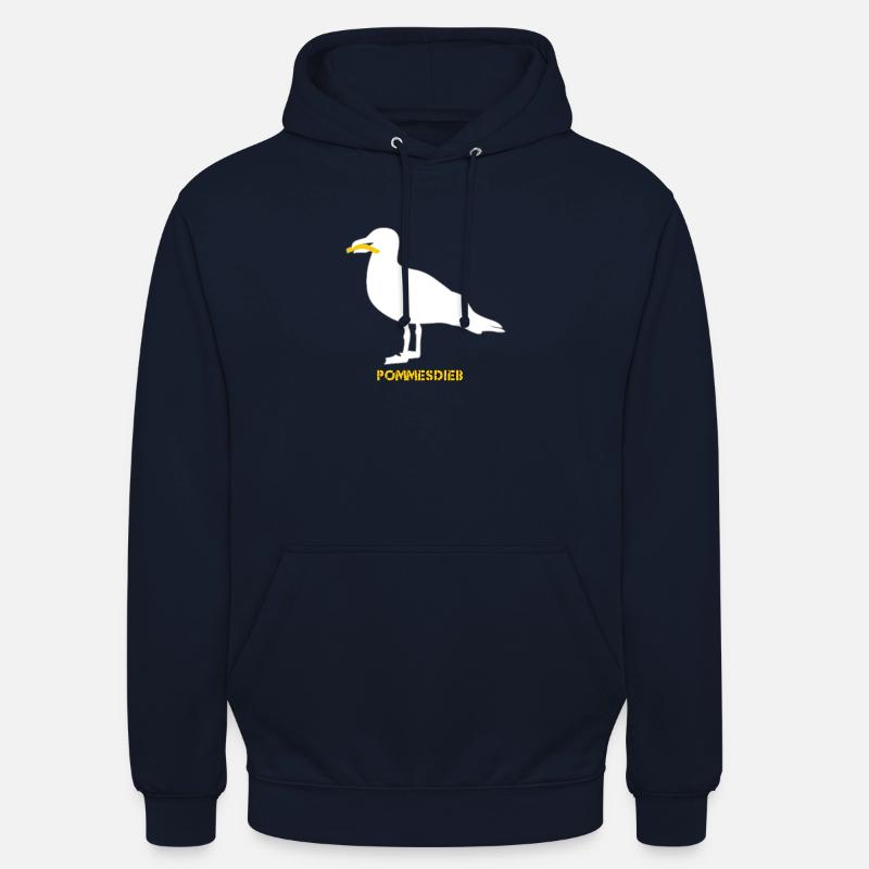 Frites Mouette Voleuse - Blanc - Sweat-shirt à capuche unisexe - marine