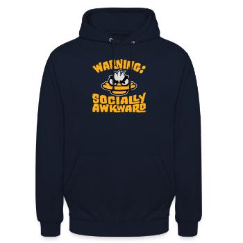 Duck Warning Socially awkward Socially awkward - Unisex Hoodie - navy - Front - Alina (178cm) & Michal (187cm)