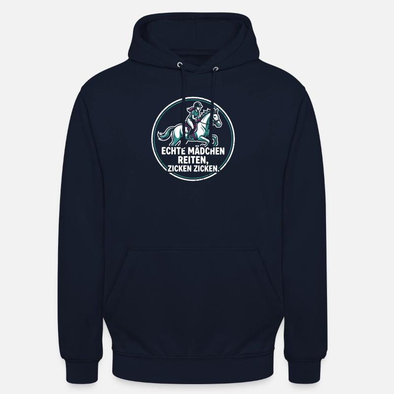 Pferdemädchen Spruch - Echte Mädchen Reiten - Unisex Hoodie - Navy