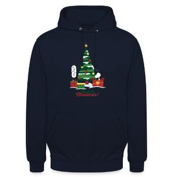 Peanuts Merry Christmas Mit Snoopy & Tannenbaum - Unisex Hoodie - Navy - Vorne - Alina (178cm) & Michal (187cm)