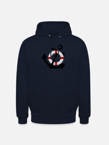 Anker mit Rettungsring - Unisex Hoodie - Navy