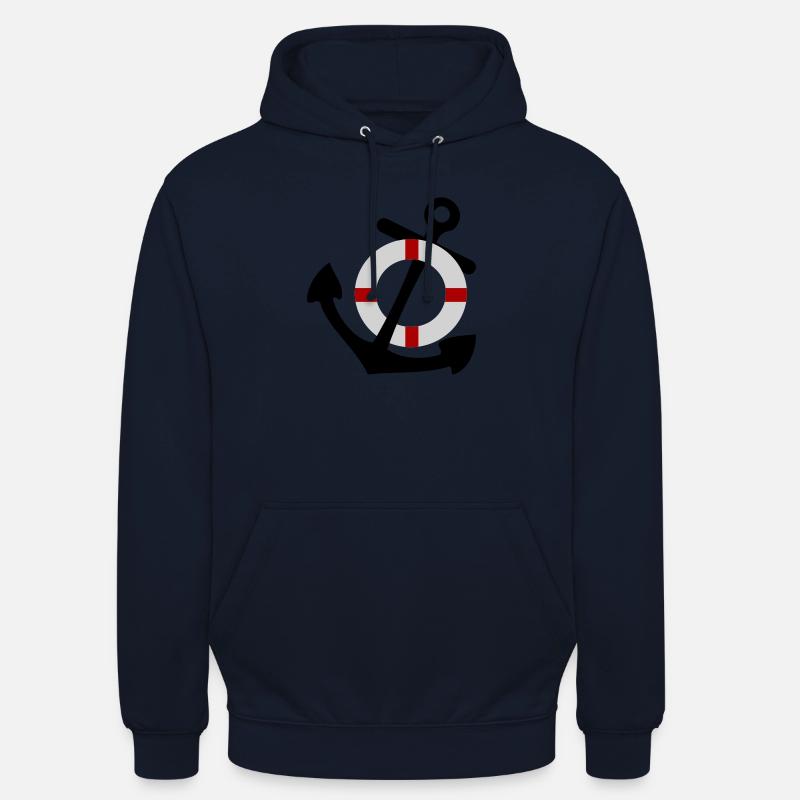 Anker mit Rettungsring - Unisex Hoodie - Navy