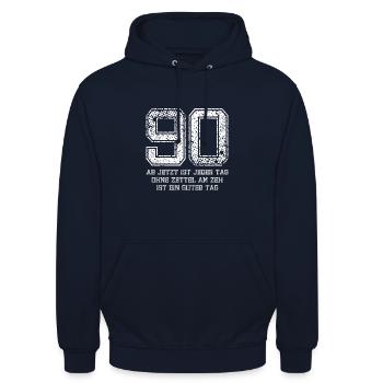 90 Jeder Tag ohne Zettel am Zeh ist ein guter Tag - Unisex Hoodie - Navy - Vorne - Alina (178cm) & Michal (187cm)