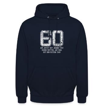 60 Jeder Tag ohne Zettel am Zeh ist ein guter Tag - Unisex Hoodie - Navy - Vorne - Alina (178cm) & Michal (187cm)