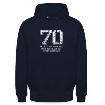 70 Jeder Tag ohne Zettel am Zeh ist ein guter Tag - Unisex Hoodie - Navy - Vorne - Alina (178cm) & Michal (187cm)