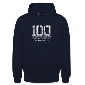 100 Jeder Tag ohne Zettel am Zeh ist ein guter Tag - Unisex Hoodie - Navy - Vorne - Alina (178cm) & Michal (187cm)