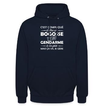 bogosse et gendarme - Sweat-shirt à capuche unisexe - marine - Devant - Alina (178cm) & Michal (187cm)