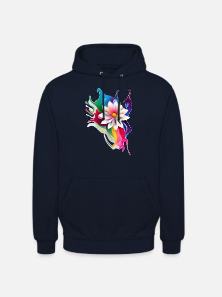 Farbenfrohes Thai-Blumenmotiv - Unisex Hoodie - Navy