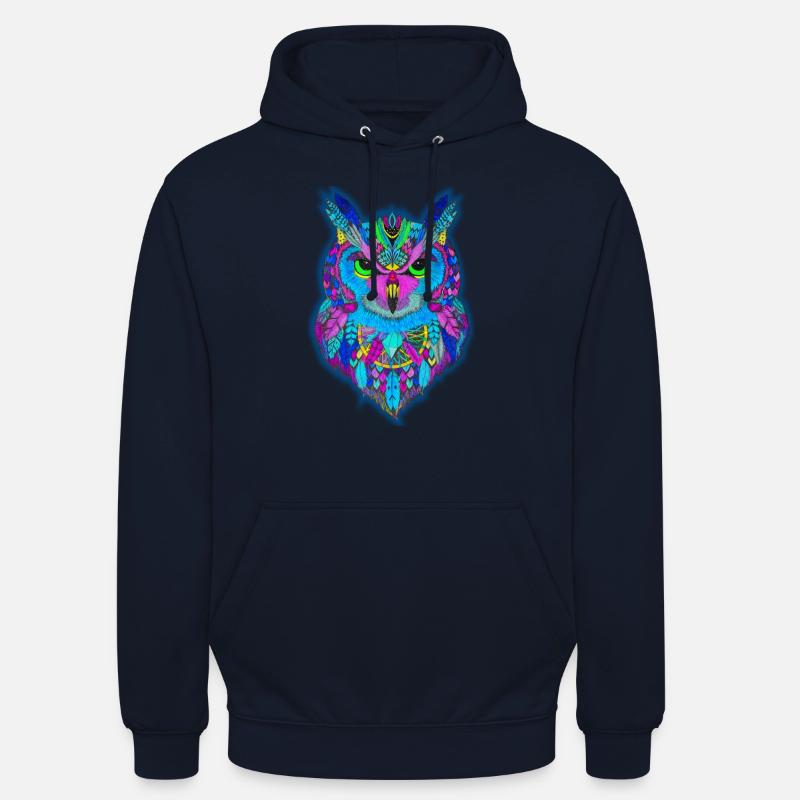 Psy Eule (Euly) Hand gezeichnet - Unisex Hoodie - Navy